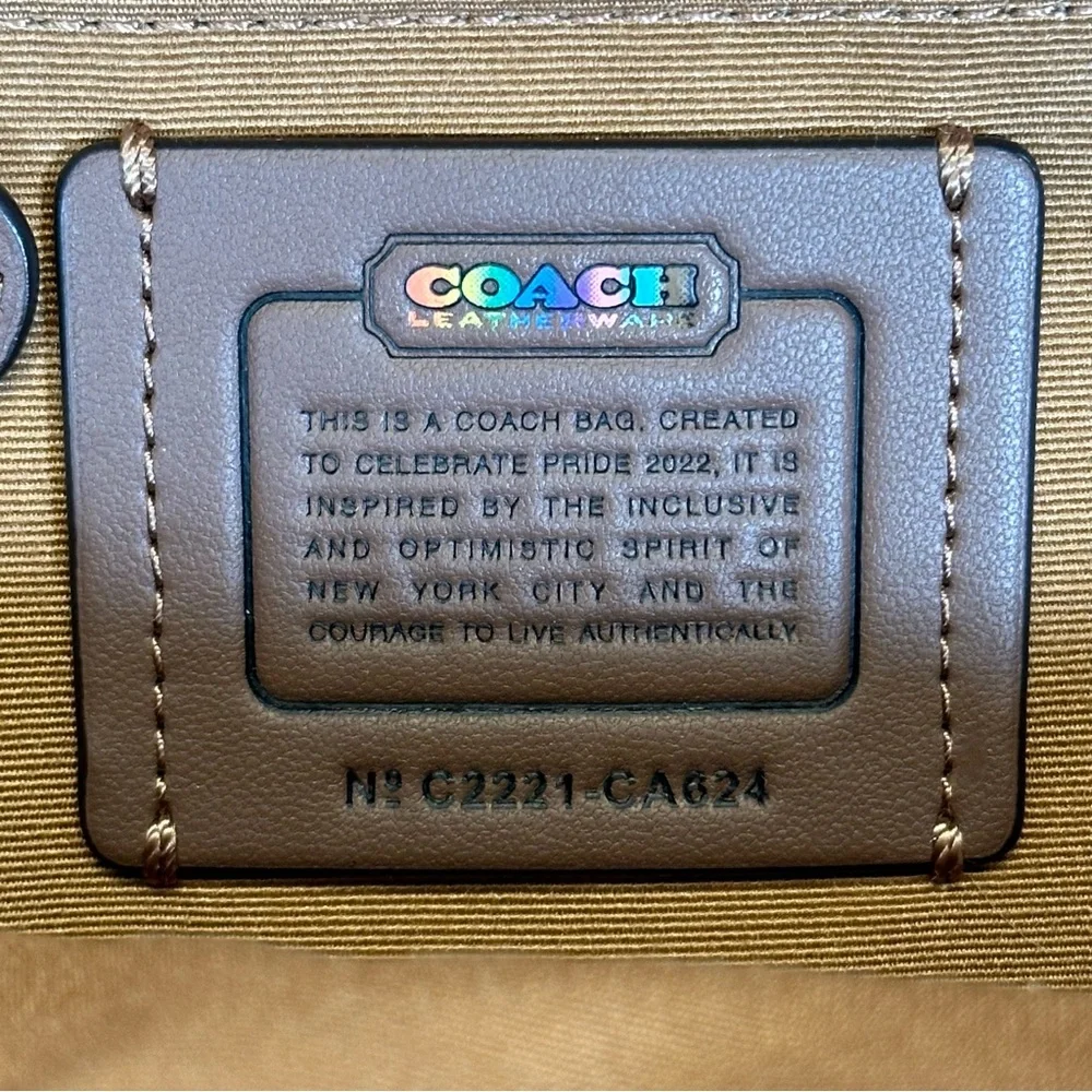 COACH Mini Court Pebbled Leather Backpack White With Rainbow Coach PRIDE Logo - Picture 6 of 16